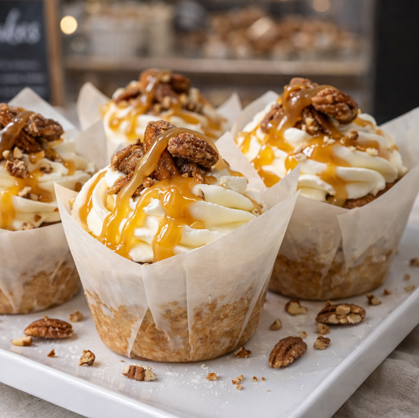 Caramel Pecan Cupcakes - Gluten-Free, Keto / Low-Carb & Sugar-Free